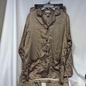 Pierre Cardin gold and Black Patterned silk like pj set Shirt and pants pj M